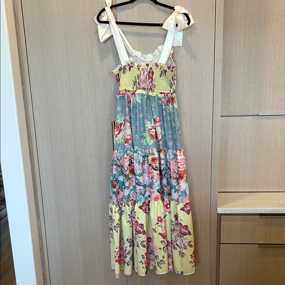 Free People Floral Tiered Maxi Dress in Yellow, Green and Blue - Picture 4 of 13